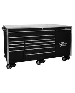 76 in. 12-Drawer Professional Roller Cabinet, Black