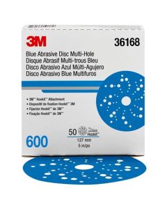 MMM36168 image(0) - 3M Hookit Blue Abrasive Disc Multihole 36168 (4PK)