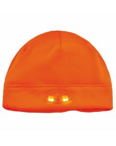 6804 Orange Skull Cap Beanie Hat with LED Lights