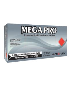 MFXL852 image(0) - MEGA PRO LATEX EXT CUFF EXAM GLOVES, BOX/50, MEDIUM