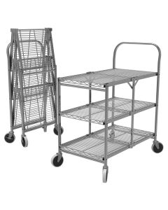 LUXWSCC-3 image(0) - Three-Shelf Collapsible Wire Utility Cart