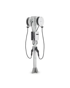 EVOEVC4AA0C1B1B3 image(0) - EVSE Electric Vehicle Charging Station, Dual Port Pedestal-mount with 6' pedestal, 22' EVOREELs & 3' interconnect cable
