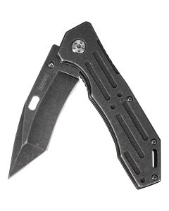 KER1302BWX image(0) - Kershaw Lifter (1302BW); Tactical Tanto Pocket Knife with 3.5 Inch 4Cr14 Steel Blackwashed Blade with Stainless Steel Blackwash Handle, SpeedSafe Assisted Opening and Deep-Carry Pocketclip; 3.2 OZ.