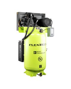 LECFS050V80Y1 image(0) - Flexzilla® Air Compressor with Silencer™, Stationary, Splash Lubricated, 5 HP, 80 Gallon, 230 Volt, 1-Phase, 2-Stage, Vertical