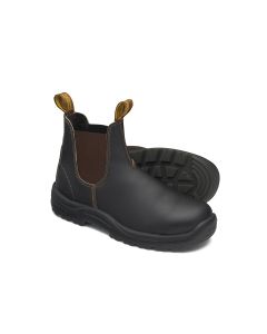BLU172-100 image(0) - Blundstone 172 Steel Toe Elastic Side Slip-On Boots, Kick Guard, Water Resistant, Stout Brown