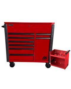 HOMRD06044080 image(0) - 44in 8-Drawer Service Cart w/Power Tool Holder Drawer-Red