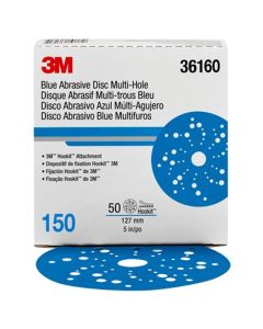 MMM36160 image(0) - 3M Hookit Blue Abrasive Disc Multihole 36160 (4PK)